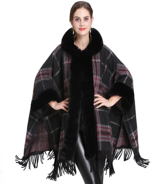 new autumn winter women039s loose hooded plaid poncho faux fur collar cuff cardigan shawl cape tassels cloak outwear coat c49647059009, Black
new autumn winter women039s loose hooded plaid poncho faux fur collar cuff cardigan shawl cape tassels cloak outwear coat c49647059009, Black