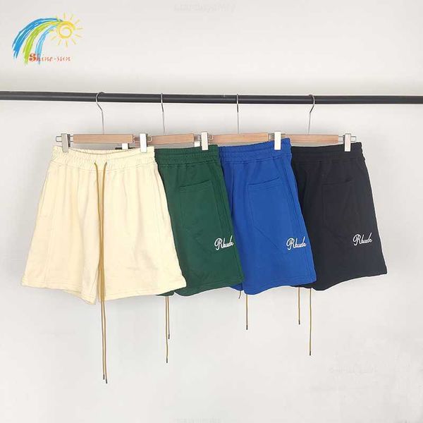 green blue apricot black long drawstring cotton rhude shorts men women 1 1 embroidery rhude breeches back pockets with tag, White;black
green blue apricot black long drawstring cotton rhude shorts men women 1 1 embroidery rhude breeches back pockets with tag, White;black