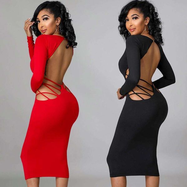 womens fashional skinny backless v neck dress, Black;gray