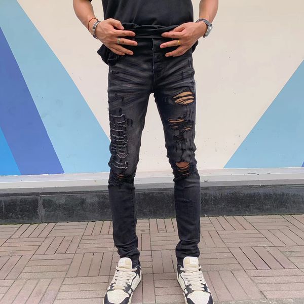 mens jeans high street fashion men retro black gray stretch skinny fit ripped embroidery patch designer hip hop brand pants 230809, Blue
mens jeans high street fashion men retro black gray stretch skinny fit ripped embroidery patch designer hip hop brand pants 230809, Blue