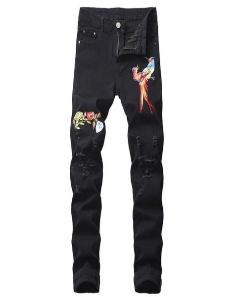 men039s phoenix embroidery slim ripped jeans fashion black distressed flower patch high stretch cotton denim pants size 40 42 5995692, Blue
men039s phoenix embroidery slim ripped jeans fashion black distressed flower patch high stretch cotton denim pants size 40 42 5995692, Blue