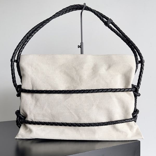 2023 latest designer quadronno tote bag women's canvas shoulder bag with an intreccio leather mirror quality lady large handbag two fla
2023 latest designer quadronno tote bag women's canvas shoulder bag with an intreccio leather mirror quality lady large handbag two fla