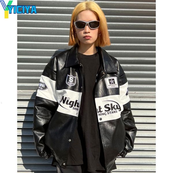 womens jackets yiciya jacket bomber women black leather racing outerwear oversize vintage varsity baseball american coats 230808, Black;brown
womens jackets yiciya jacket bomber women black leather racing outerwear oversize vintage varsity baseball american coats 230808, Black;brown