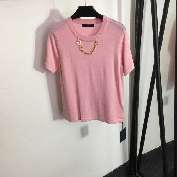 fashion knitted round neck t-shirt designer clothes woman short sleeve metal chain pendant girl t shirt multiple product, White
fashion knitted round neck t-shirt designer clothes woman short sleeve metal chain pendant girl t shirt multiple product, White