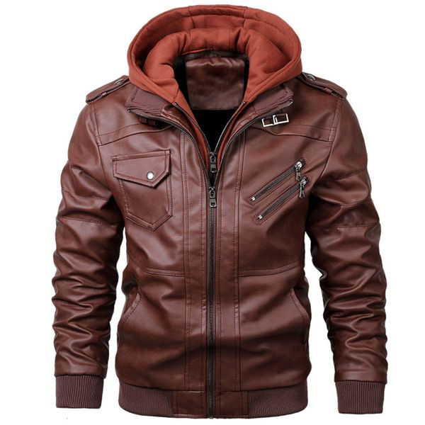 men's jackets casual motorcycle leather detachable hood autumn pu zipper coats biker brand overcoat street windbreaker 230809, Black;brown
men's jackets casual motorcycle leather detachable hood autumn pu zipper coats biker brand overcoat street windbreaker 230809, Black;brown