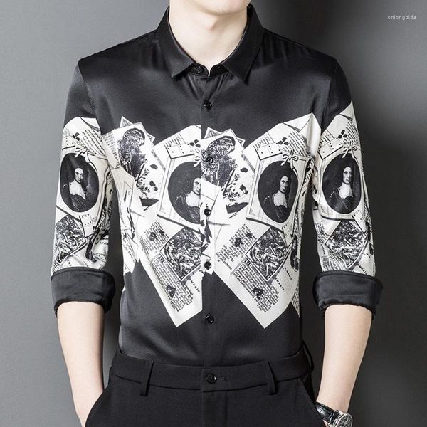 men's casual shirts high end 92.4% mulberry silk long sleeved shirt fashion real print versatile camisa masculina, White;black
men's casual shirts high end 92.4% mulberry silk long sleeved shirt fashion real print versatile camisa masculina, White;black