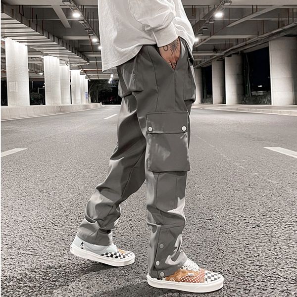 men's pants high street multi-pocket casual trousers for men and women side breasted drawstring cargo pants harajuku solid loose pants, Black
men's pants high street multi-pocket casual trousers for men and women side breasted drawstring cargo pants harajuku solid loose pants, Black