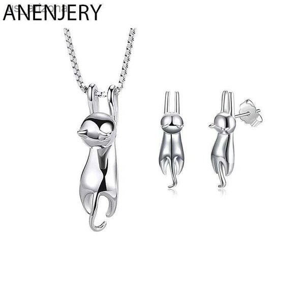anenjery silver color elegant cute cat jewelry set necklace and earrings wedding bridal jewelry sets for women l230620
anenjery silver color elegant cute cat jewelry set necklace and earrings wedding bridal jewelry sets for women l230620