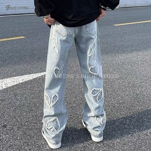 mens jeans high street washed and worn jeans ins n hiphop love patch baggy straight pants graphic 230809, Blue
mens jeans high street washed and worn jeans ins n hiphop love patch baggy straight pants graphic 230809, Blue