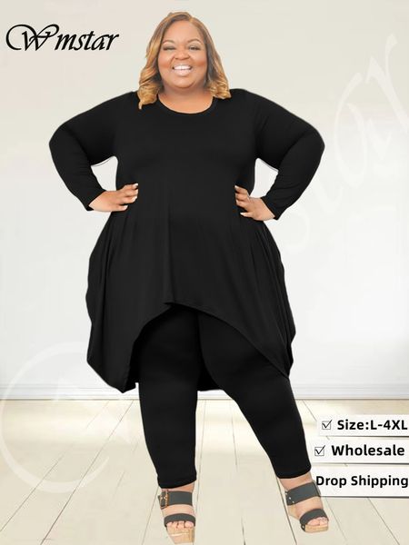 women's plus size pants wmstar two piece outfit casual pockets loose leggings sets solid stretch tracksuit wholesale drop 230809, Black
women's plus size pants wmstar two piece outfit casual pockets loose leggings sets solid stretch tracksuit wholesale drop 230809, Black