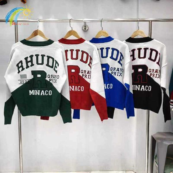 blue black colorblock rhude jacquard knitted cardigan men women v-neck button sweater casual rhude sweatshirts with tags, White;black
blue black colorblock rhude jacquard knitted cardigan men women v-neck button sweater casual rhude sweatshirts with tags, White;black