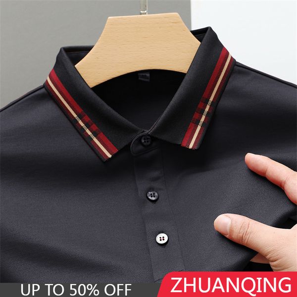 men's polos luxury mulberry silk polo shirt for men 2023 autumn fashion breathable lapel button tshirt long sleeve ropa hombre 230808, White;black
men's polos luxury mulberry silk polo shirt for men 2023 autumn fashion breathable lapel button tshirt long sleeve ropa hombre 230808, White;black