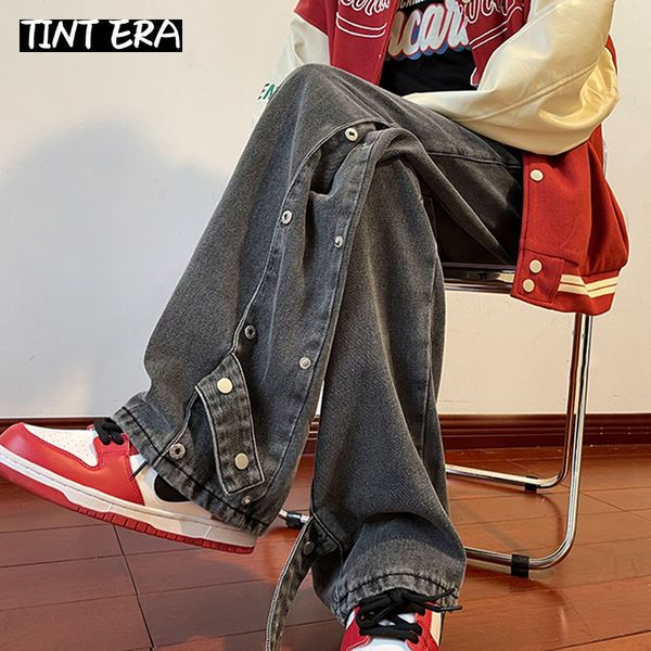 men's jeans tint era vintage distressed straight button pants men black denim trousers male loose casual japanese streetwear hip hop 23, Blue
men's jeans tint era vintage distressed straight button pants men black denim trousers male loose casual japanese streetwear hip hop 23, Blue