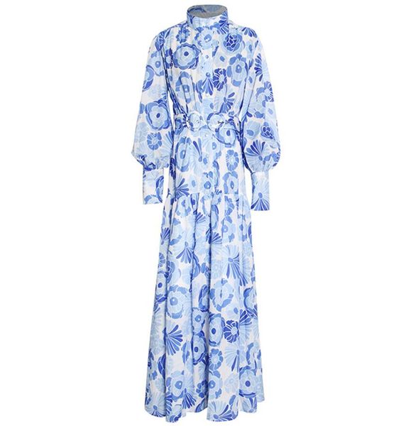women's dress stand collar long lantern sleeves flowers printed maxi european designer party dresses2820376, Black
women's dress stand collar long lantern sleeves flowers printed maxi european designer party dresses2820376, Black