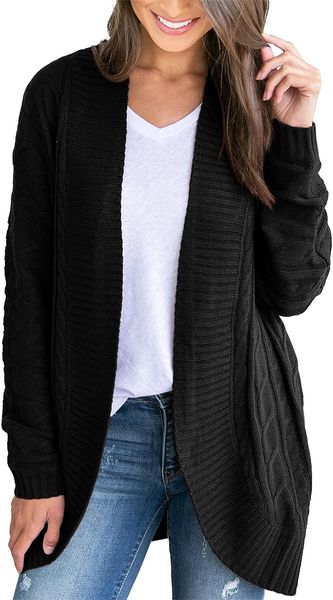 womens loose cardigan open front long sleeve casual lightweight knit sweaters coat with pockets, White;black
womens loose cardigan open front long sleeve casual lightweight knit sweaters coat with pockets, White;black