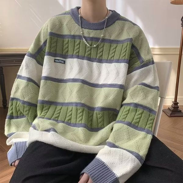 men's sweaters autumn contrast color striped sweater men fashion winter round neck long sleeve loose casual all-match pullovers 230808, White;black
men's sweaters autumn contrast color striped sweater men fashion winter round neck long sleeve loose casual all-match pullovers 230808, White;black