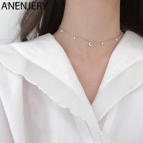 anenjery silver color moon star zircon pendant necklace for women simple short choker popular student accessories l230620
anenjery silver color moon star zircon pendant necklace for women simple short choker popular student accessories l230620