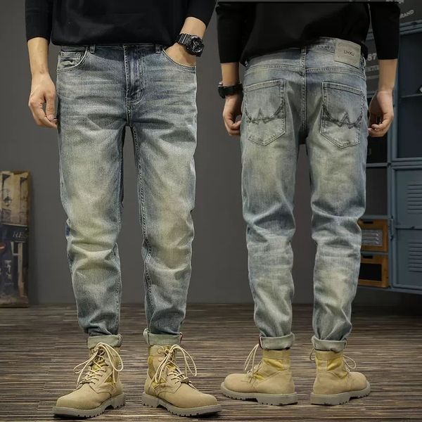 men's jeans italian style fashion men retro blue elastic slim fit ripped vintage designer denim pants hombre 230809
men's jeans italian style fashion men retro blue elastic slim fit ripped vintage designer denim pants hombre 230809