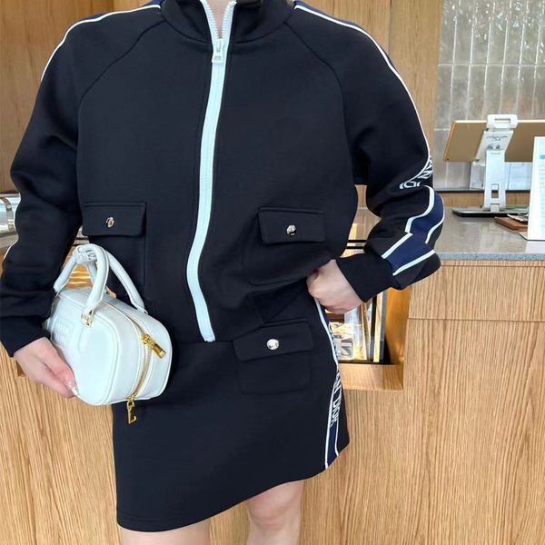 early autumn collection new mock neck casual baseball jersey paired with small a casual half skirt set women's two piece sets designer, White
early autumn collection new mock neck casual baseball jersey paired with small a casual half skirt set women's two piece sets designer, White