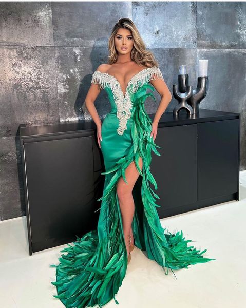mermaid prom dresses sleeveless v neck off shoulder tassel tassel appliques sequins beaded floor length satin side slit feather evening dres, Black
mermaid prom dresses sleeveless v neck off shoulder tassel tassel appliques sequins beaded floor length satin side slit feather evening dres, Black