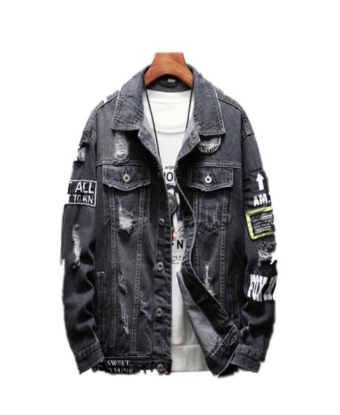 2 colours harajuku patchwork frayed rock vintage black blue denim jacket men punk sudadera hole streetwear hip hop ruched washed4439049, Black;brown
2 colours harajuku patchwork frayed rock vintage black blue denim jacket men punk sudadera hole streetwear hip hop ruched washed4439049, Black;brown