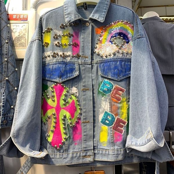 womens jackets heavy industry handpainted graffiti beaded lapel longsleeved denim jacket spring and autumn loose fashion 230808, Black;brown
womens jackets heavy industry handpainted graffiti beaded lapel longsleeved denim jacket spring and autumn loose fashion 230808, Black;brown