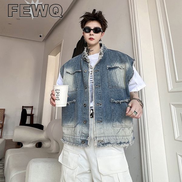 men's vests fewq vintage mens's burrs denim waistcoats wornout male high street jackets washed sleevelesse niche design stylish 9, Black;white
men's vests fewq vintage mens's burrs denim waistcoats wornout male high street jackets washed sleevelesse niche design stylish 9, Black;white