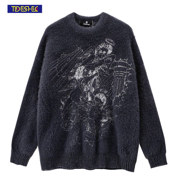 men's sweaters harajuku streetwear long sleeve pullovers gothic angel print y2k sweater men oversize knitted autumn 230809, White;black
men's sweaters harajuku streetwear long sleeve pullovers gothic angel print y2k sweater men oversize knitted autumn 230809, White;black