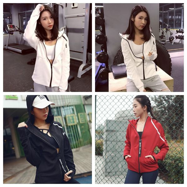 spring and summer new sports fitness running coat women's quick-drying coat long sleeve zipper hooded yoga clothes, White;red
spring and summer new sports fitness running coat women's quick-drying coat long sleeve zipper hooded yoga clothes, White;red