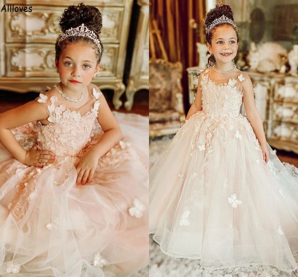 beautiful 3d butterflies flower girl dresses light pink lace crew neck wedding little girl' formal gowns puffy toddler kids first comm, White;blue 
beautiful 3d butterflies flower girl dresses light pink lace crew neck wedding little girl' formal gowns puffy toddler kids first comm, White;blue
