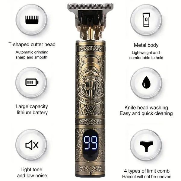 1pc rechargeable electric hair cutting machine - vintage t9 clipper for professional men's barbering
1pc rechargeable electric hair cutting machine - vintage t9 clipper for professional men's barbering
