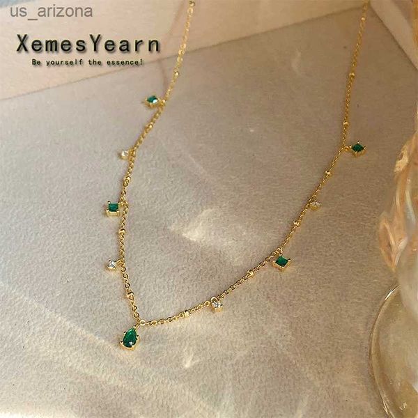 2021 new light luxury simple green water drop pendant gold color short necklace for woman halloween party girls neck chain l230620, Silver
2021 new light luxury simple green water drop pendant gold color short necklace for woman halloween party girls neck chain l230620, Silver