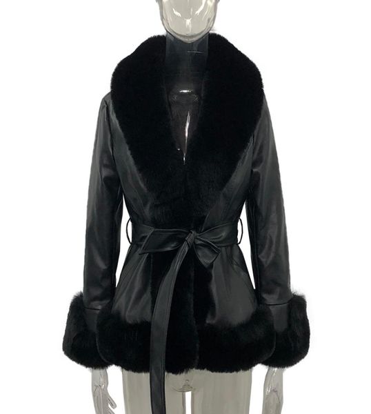 leather short jackets womens fashion tie belt waist coats women elegant side pockets faux fur jackets female ladies for mother036816137, Black
leather short jackets womens fashion tie belt waist coats women elegant side pockets faux fur jackets female ladies for mother036816137, Black