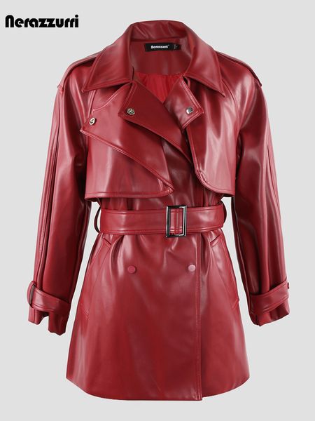 women's trench coats nerazzurri spring autumn luxury elegant chic soft wine red faux leather trench coat for women belt clothing 230808, Tan;black
women's trench coats nerazzurri spring autumn luxury elegant chic soft wine red faux leather trench coat for women belt clothing 230808, Tan;black