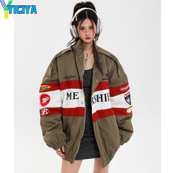 womens jackets yiciya jacket bomber women y2k winter coats varsity down jacket racing american motorcycle baseball long sleeve coat met 2308, Black;brown
womens jackets yiciya jacket bomber women y2k winter coats varsity down jacket racing american motorcycle baseball long sleeve coat met 2308, Black;brown