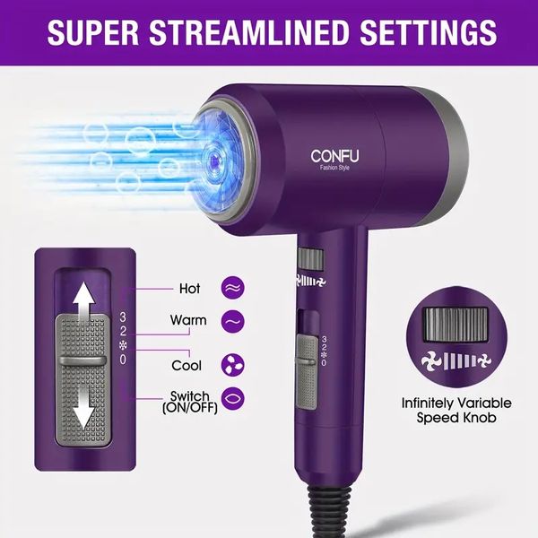 1pc kf-3127 purple confu 1600w hair dryer: lightweight & portable for travel, salon & home use
1pc kf-3127 purple confu 1600w hair dryer: lightweight & portable for travel, salon & home use