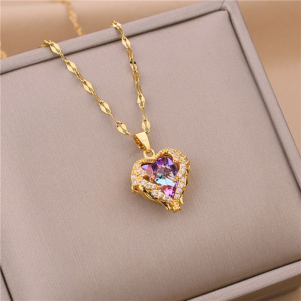 316l stainless steel beautiful love heart amethyst gold pendant shiny temperament gift women jewelry wear everyday, Silver
316l stainless steel beautiful love heart amethyst gold pendant shiny temperament gift women jewelry wear everyday, Silver