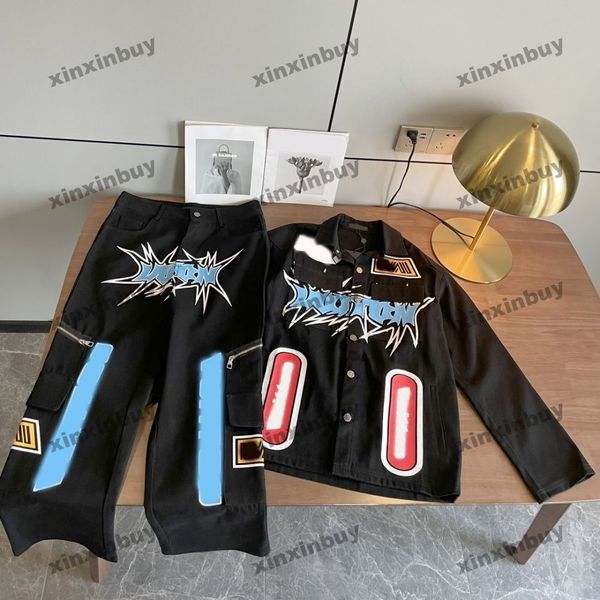 xinxinbuy men designer coat jacket graffiti printing letter patch denim sets long sleeve women blue red green white s-2xl, Black;brown
xinxinbuy men designer coat jacket graffiti printing letter patch denim sets long sleeve women blue red green white s-2xl, Black;brown