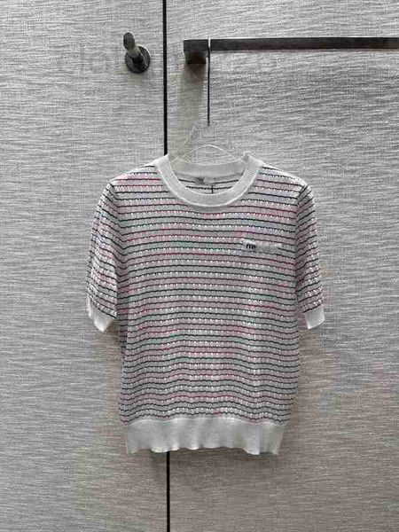women's knits & tees designer 23 summer new navy style casual versatile sweet and playful stripe contrast round neck knitted short slee, White
women's knits & tees designer 23 summer new navy style casual versatile sweet and playful stripe contrast round neck knitted short slee, White