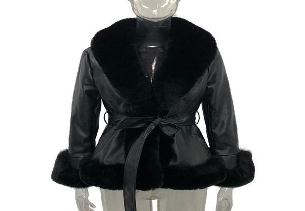leather short jackets womens fashion tie belt waist coats women elegant side pockets faux fur jackets female ladies for mother038851737, Black
leather short jackets womens fashion tie belt waist coats women elegant side pockets faux fur jackets female ladies for mother038851737, Black