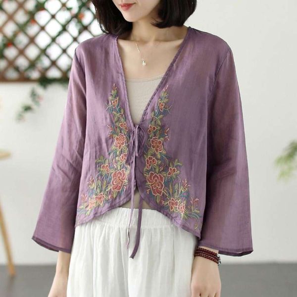 ethnic style cotton and blouses linen embroidery cardigan female summer vintage small shirt sun protection, White
ethnic style cotton and blouses linen embroidery cardigan female summer vintage small shirt sun protection, White