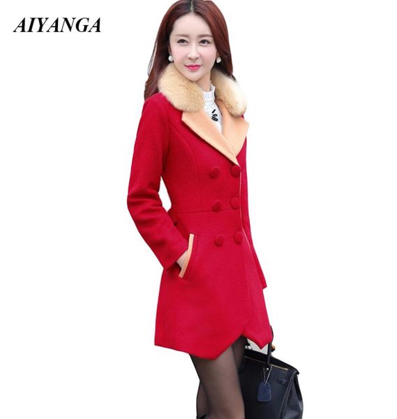2018 winter women woolen coats with faux fur collar red christmas coats for women slim medium long thicken outerwear ladies1350308, Black
2018 winter women woolen coats with faux fur collar red christmas coats for women slim medium long thicken outerwear ladies1350308, Black