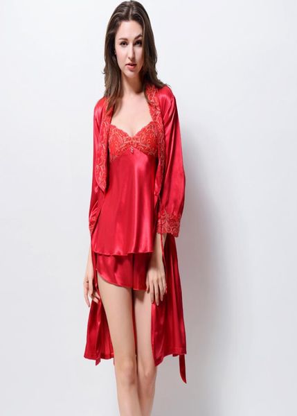 red satin silk pajamas female lace pyjama sets emulation silk pijama set threepiece robesuspendersshort 32153830104, Black;red
red satin silk pajamas female lace pyjama sets emulation silk pijama set threepiece robesuspendersshort 32153830104, Black;red