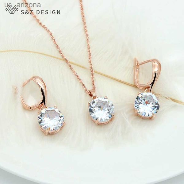 s z design new classic big round cubic zirconia dangle earrings jewelry sets for women 585 rose gold color wedding party gift l230620, Silver
s z design new classic big round cubic zirconia dangle earrings jewelry sets for women 585 rose gold color wedding party gift l230620, Silver
