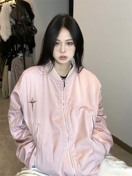 womens jackets qweek y2k vintage pink bomber jacket women streetwear 90s retro gray varsity oversized korean style edgy outerwear 230808, Black;brown
womens jackets qweek y2k vintage pink bomber jacket women streetwear 90s retro gray varsity oversized korean style edgy outerwear 230808, Black;brown