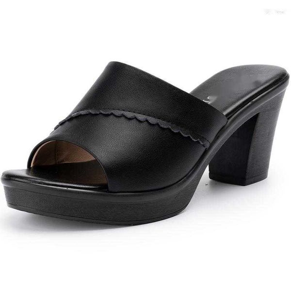 slippers in 2023 wearing thick heel sandals summer heels and fashionable soles dragged women's mother leather ., Black
slippers in 2023 wearing thick heel sandals summer heels and fashionable soles dragged women's mother leather ., Black