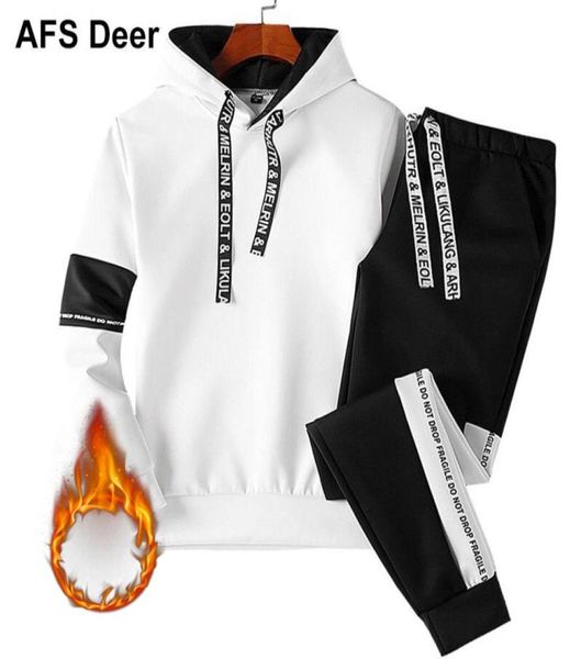 thick fleece mens tracksuit with hood gym 2 piece set men and pants hip hop sweatshirt sportwear suit christmas male dress4553656, Gray 
thick fleece mens tracksuit with hood gym 2 piece set men and pants hip hop sweatshirt sportwear suit christmas male dress4553656, Gray