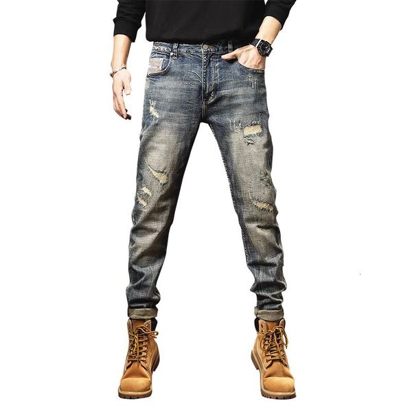mens jeans fashion vintage men retro washed blue elastic stretch slim fit ripped patched designer trendy denim pants hombre 230809
mens jeans fashion vintage men retro washed blue elastic stretch slim fit ripped patched designer trendy denim pants hombre 230809