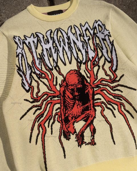 men's sweaters high street dark gothic style alphabet jacquard oversized loose sweater men's and women's hip hop american bra, White;black
men's sweaters high street dark gothic style alphabet jacquard oversized loose sweater men's and women's hip hop american bra, White;black