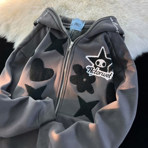 women's hoodies sweatshirts y2k retro hoodie women harajuku embroidery long sleeve oversized sweatshirt hip hop loose pocket hooded jac, Black
women's hoodies sweatshirts y2k retro hoodie women harajuku embroidery long sleeve oversized sweatshirt hip hop loose pocket hooded jac, Black